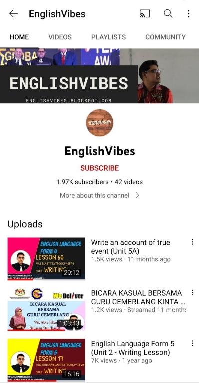 莫哈纳老师的“EnglishVibes”Youtube频道。