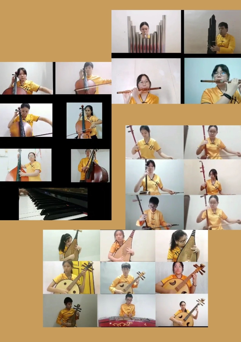 延续文化，共享中秋，华乐团在2021中秋节时线上合奏一曲《城里的月光》。下方数上倒数第二排右一是林家颖。