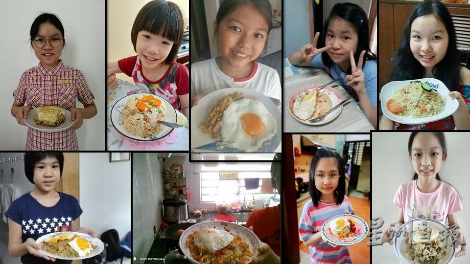 参与课程的小学生展示各自的烹饪作品。