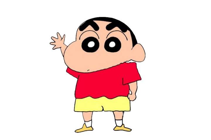 小新浓浓的眉毛、纯红纯黄不变的上衣与短裤加上可爱的脸颊，能不招人喜爱吗？